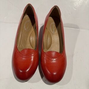 Mona flying Leather Wedges Arch Support Round Toe Classic Dress Pumps Size 9